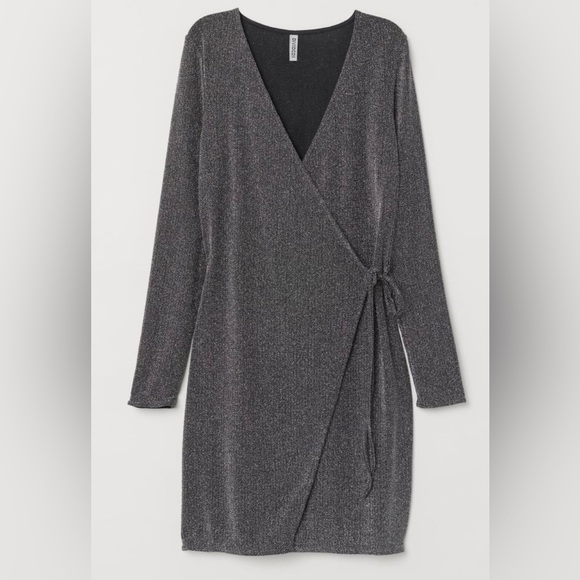 H&M Divided Black Sparkle Wrap Dress - Picture 2 of 5